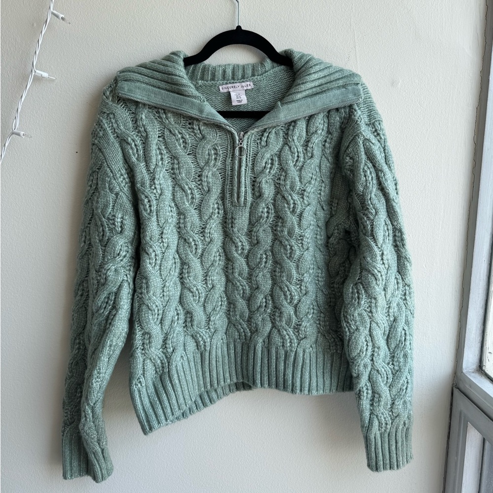 Sincerely Jules Green Cowl Neck Sweater